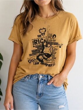 Rick Springfield Graphic Short-Sleeve T-Shirt in Mustard